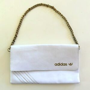Vintage Adidas white leather gold chain purse
